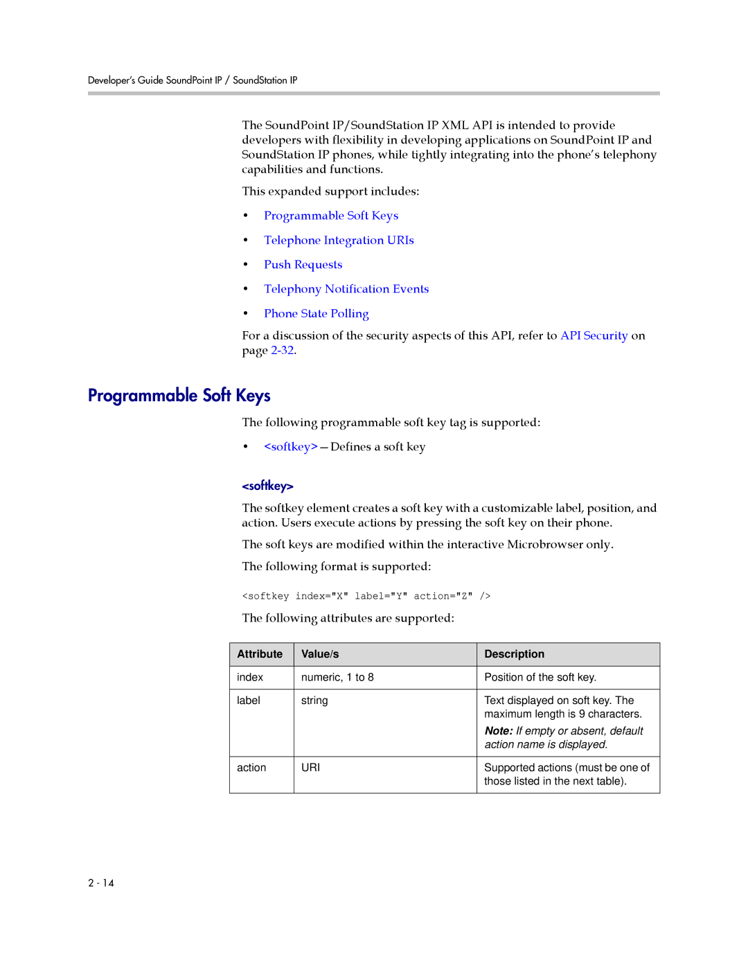 Polycom SIP 3.1 manual Programmable Soft Keys, Action name is displayed 