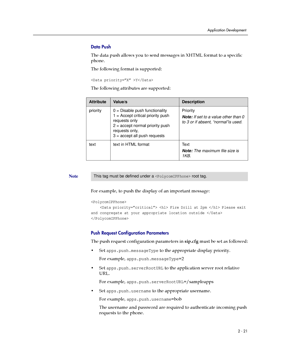 Polycom SIP 3.1 manual For example, to push the display of an important message 