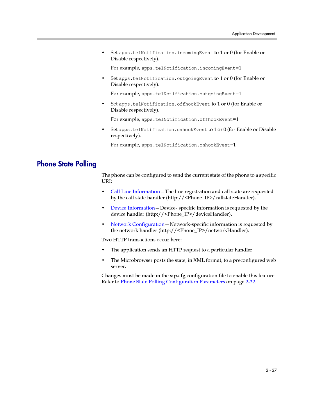 Polycom SIP 3.1 manual Phone State Polling, Uri 