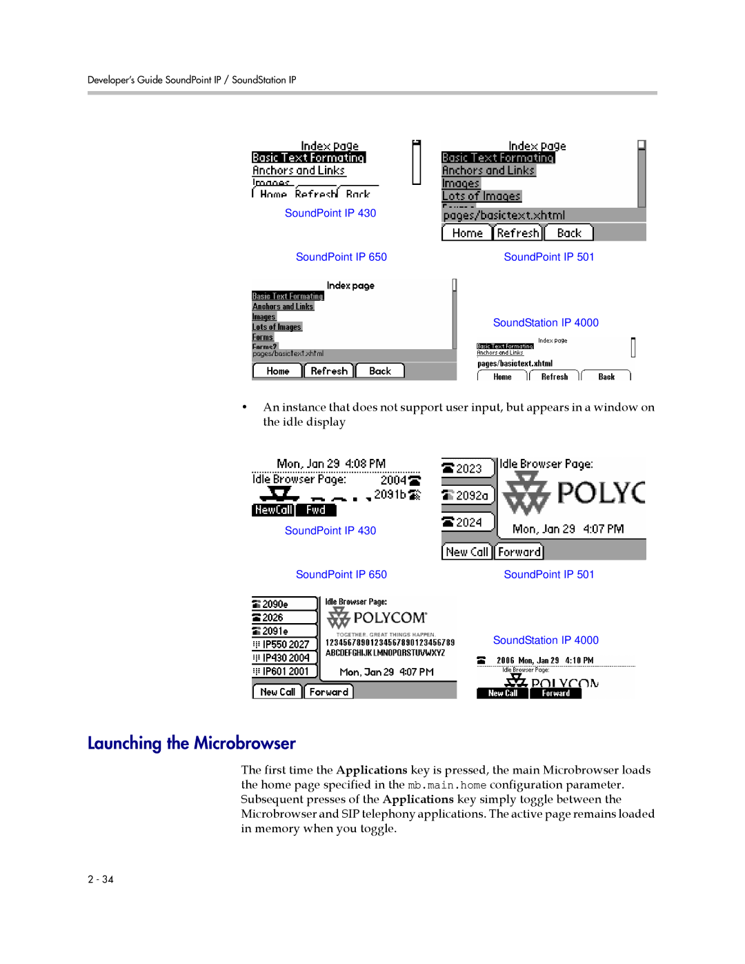 Polycom SIP 3.1 manual Launching the Microbrowser 