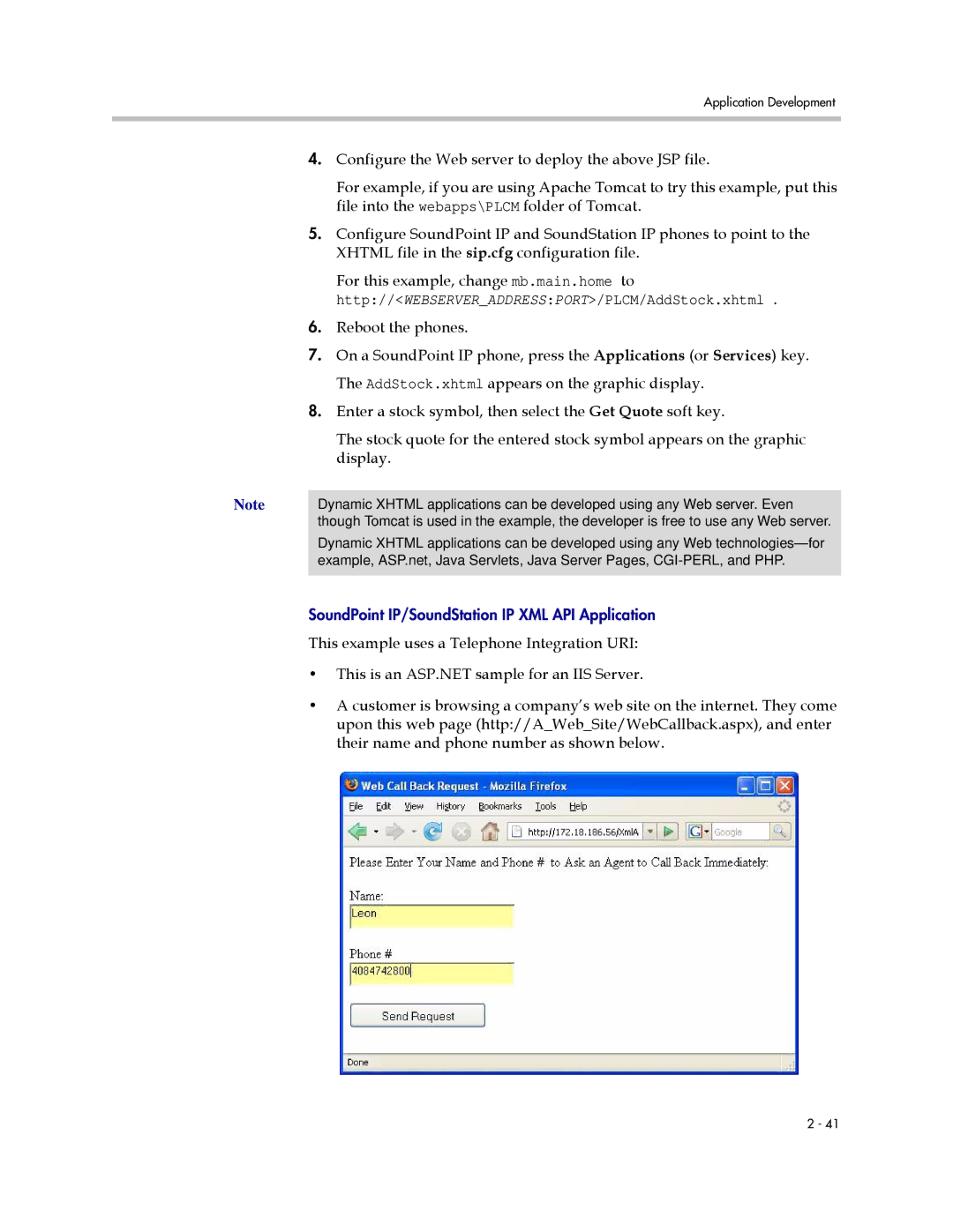 Polycom SIP 3.1 manual Configure the Web server to deploy the above JSP file, File into the webapps\PLCM folder of Tomcat 