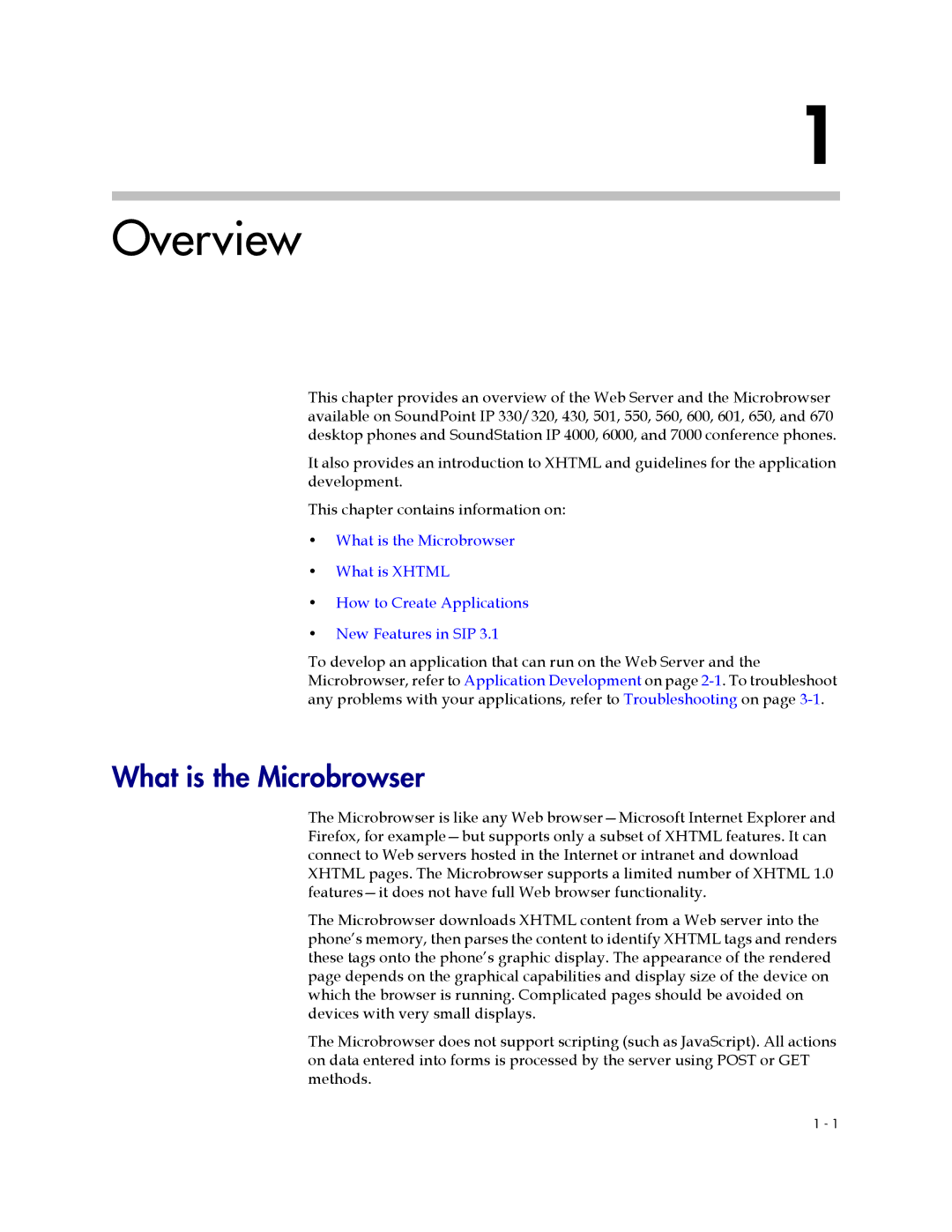 Polycom SIP 3.1 manual Overview, What is the Microbrowser 