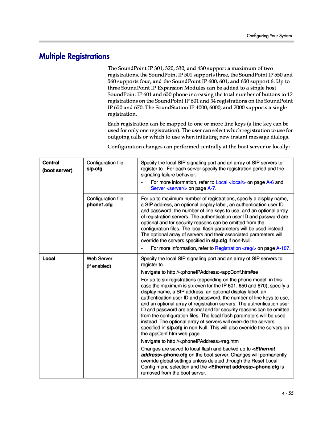 Polycom SIP 3.1 manual Multiple Registrations, Server server/ on page A-7 