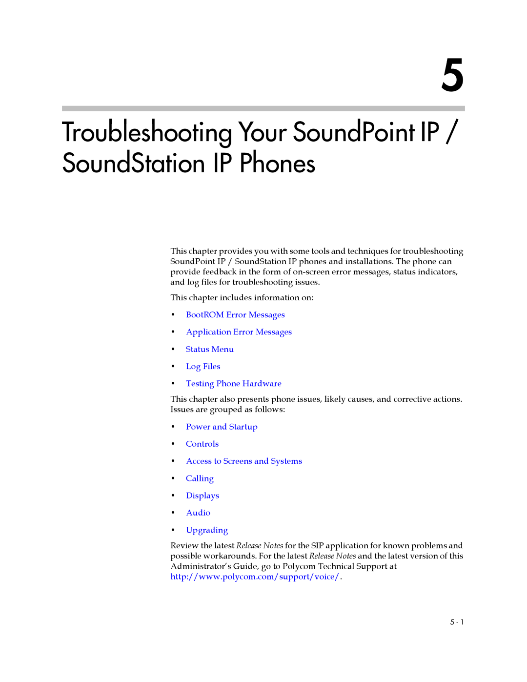 Polycom SIP 3.1 manual Troubleshooting Your SoundPoint IP / SoundStation IP Phones, Log Files Testing Phone Hardware 