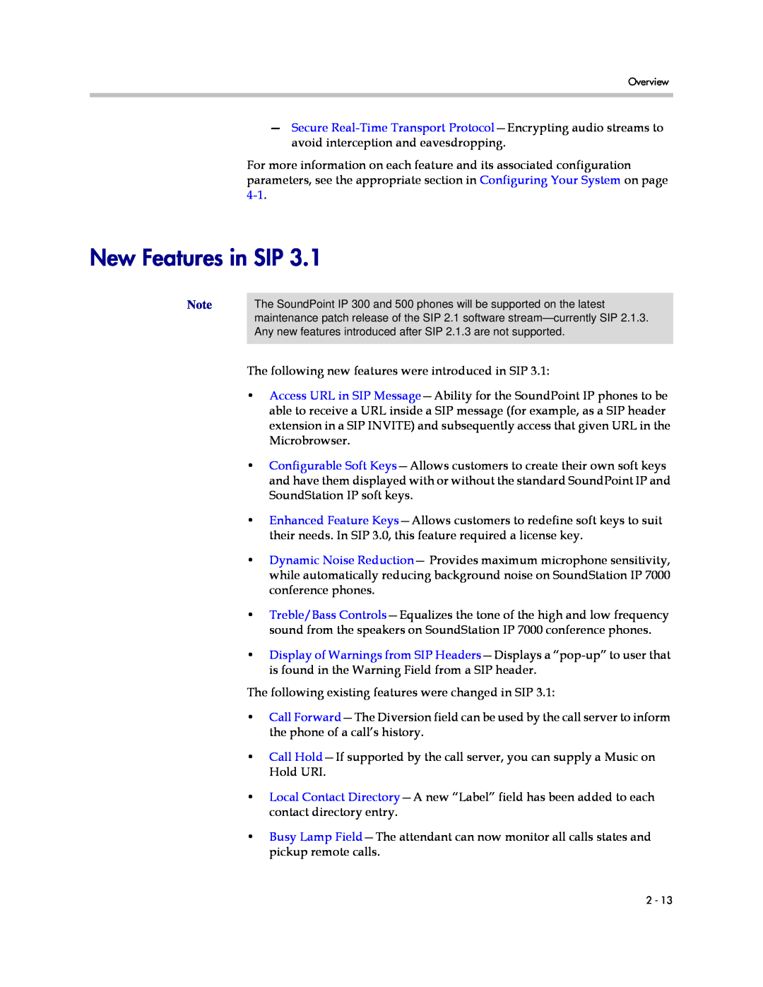 Polycom SIP 3.1 manual New Features in SIP 
