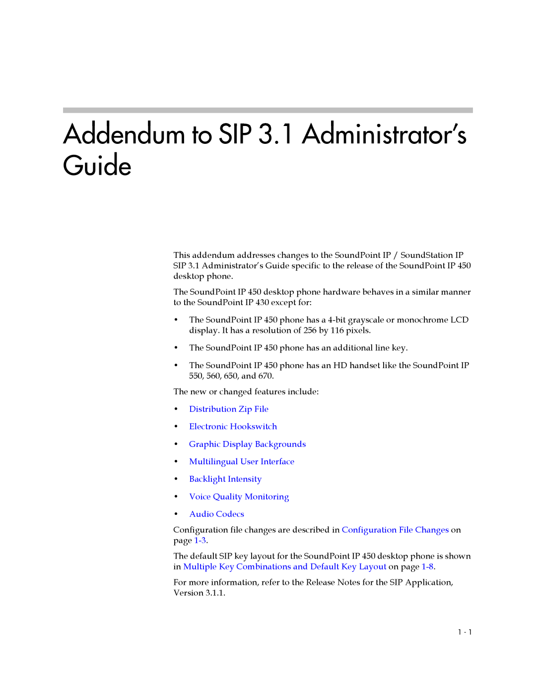 Polycom manual Addendum to SIP 3.1 Administrator’s Guide, Distribution Zip File Electronic Hookswitch 