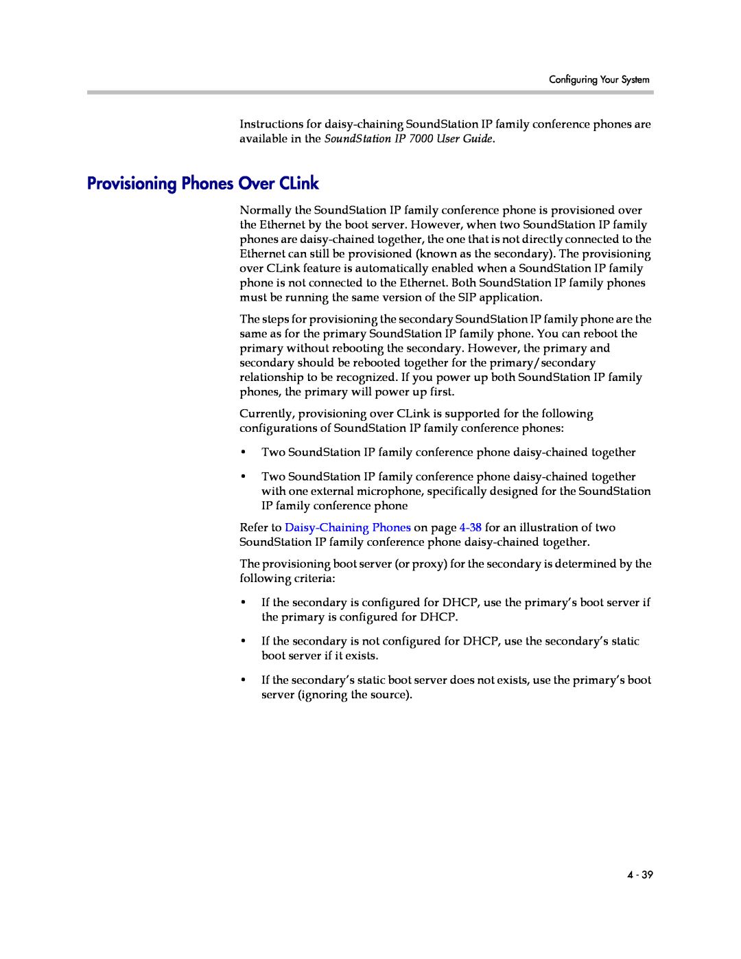 Polycom SIP 3.1 manual Provisioning Phones Over CLink 