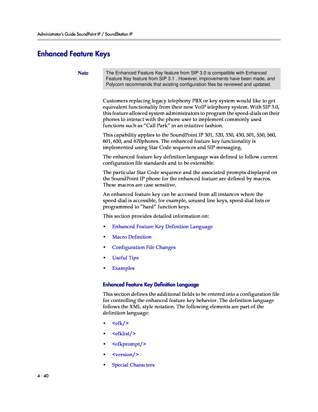 Polycom SIP 3.1 manual Enhanced Feature Keys, Enhanced Feature Key Definition Language Macro Definition 