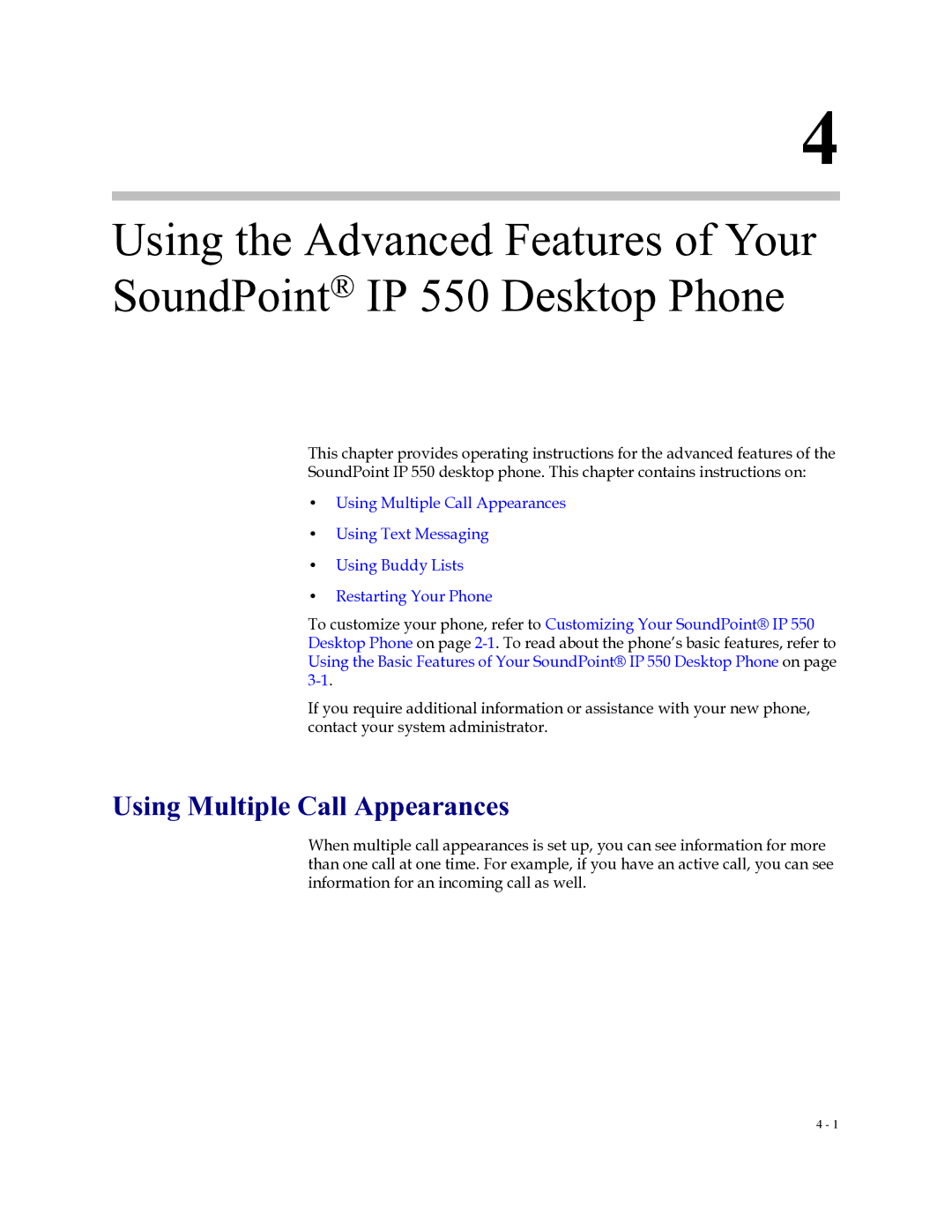 Polycom Soundpoint IP 550 manual Using Multiple Call Appearances 