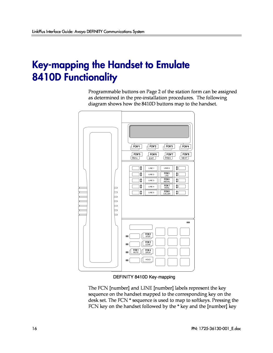 Polycom 1725-361300-001 manual Key-mapping the Handset to Emulate 8410D Functionality, DEFINITY 8410D Key-mapping 
