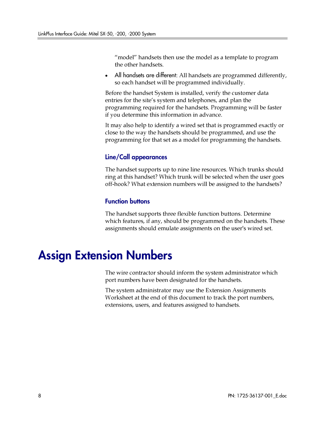 Polycom SX-50, SX-2000 manual Assign Extension Numbers, Line/Call appearances, Function buttons 