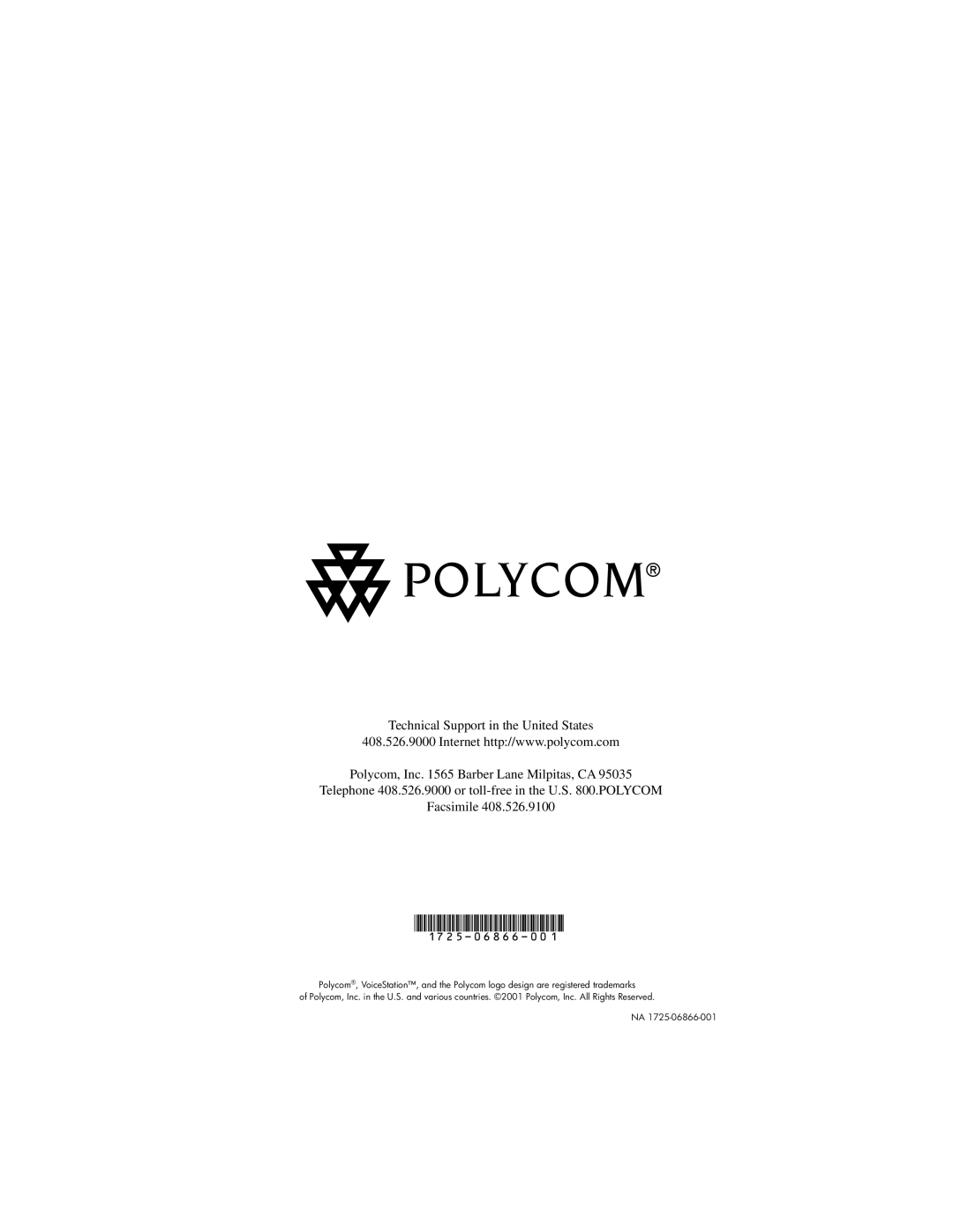 Polycom TM 100 installation instructions 17 2 5- 0 6 8 6 6 0 0 