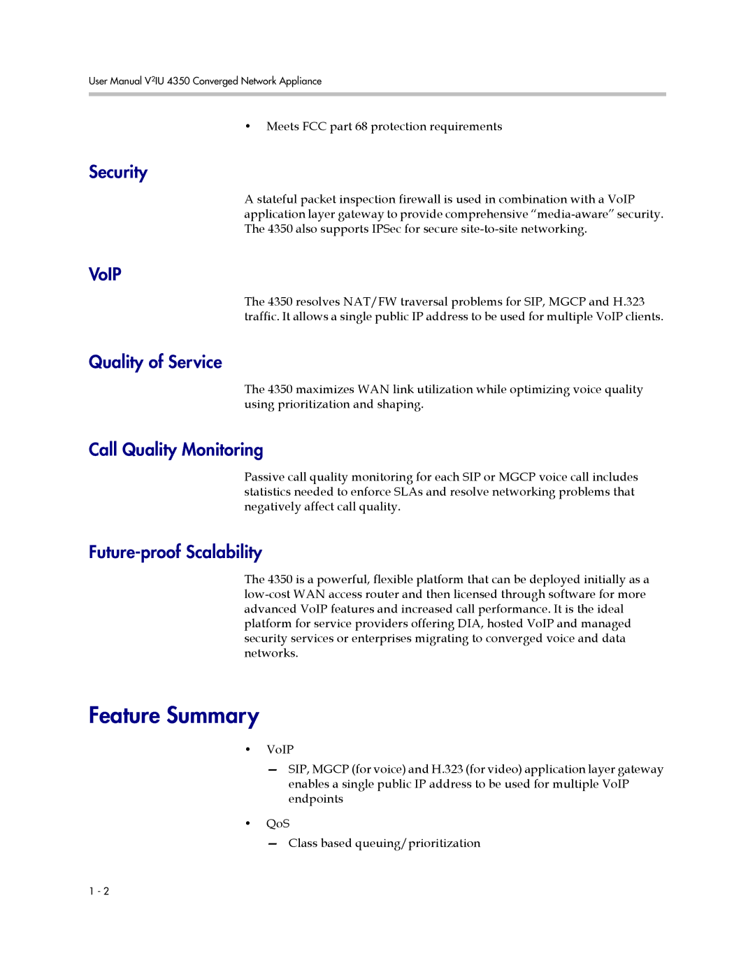 Polycom V2IU 4350 user manual Feature Summary 