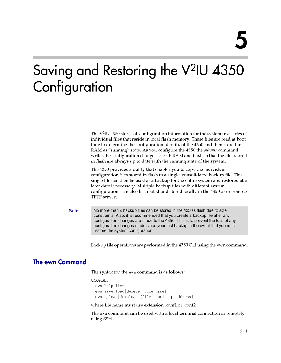 Polycom user manual Saving and Restoring the V2IU 4350 Configuration, Ewn Command 