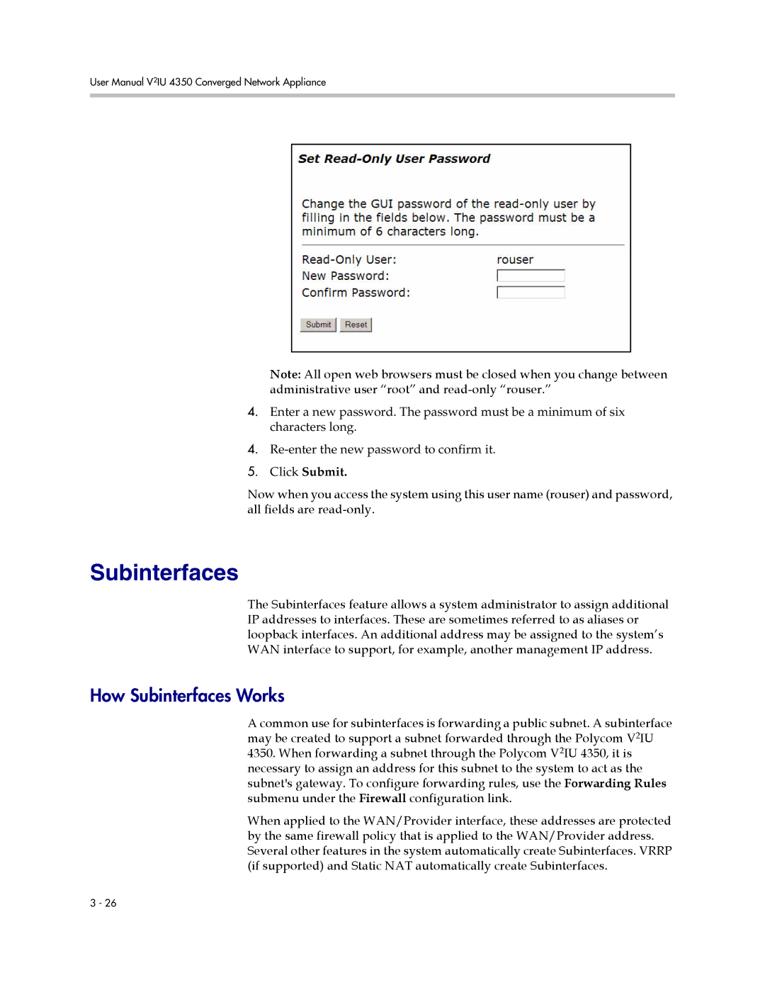 Polycom V2IU 4350 user manual How Subinterfaces Works, Click Submit 