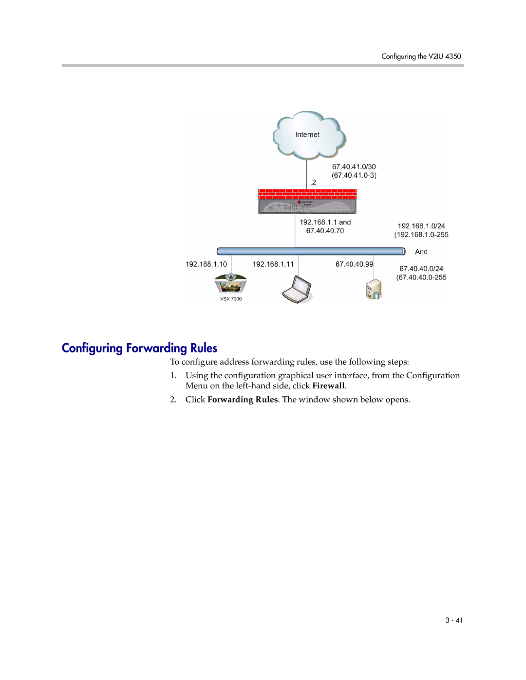 Polycom V2IU 4350 user manual Configuring Forwarding Rules 