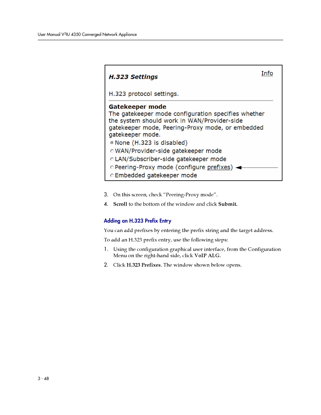 Polycom V2IU 4350 user manual Adding an H.323 Prefix Entry 