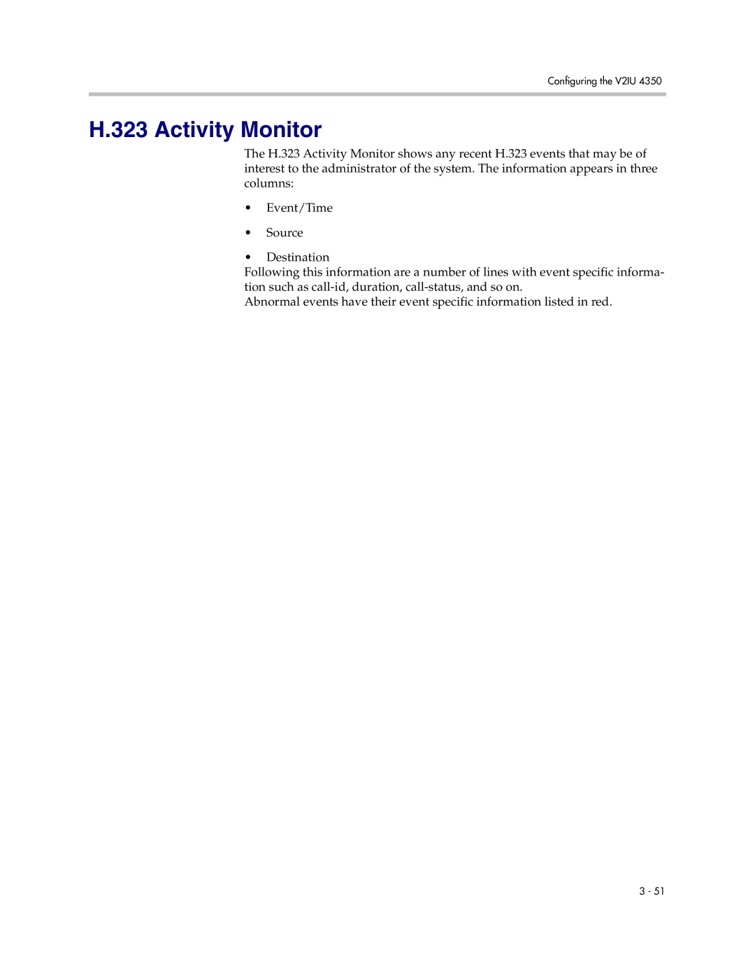 Polycom V2IU 4350 user manual Activity Monitor 