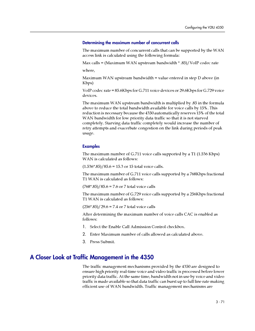 Polycom V2IU 4350 user manual Closer Look at Traffic Management 