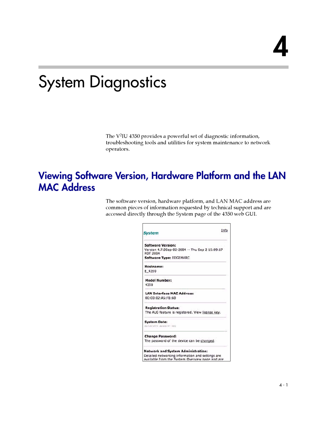 Polycom V2IU 4350 user manual System Diagnostics 