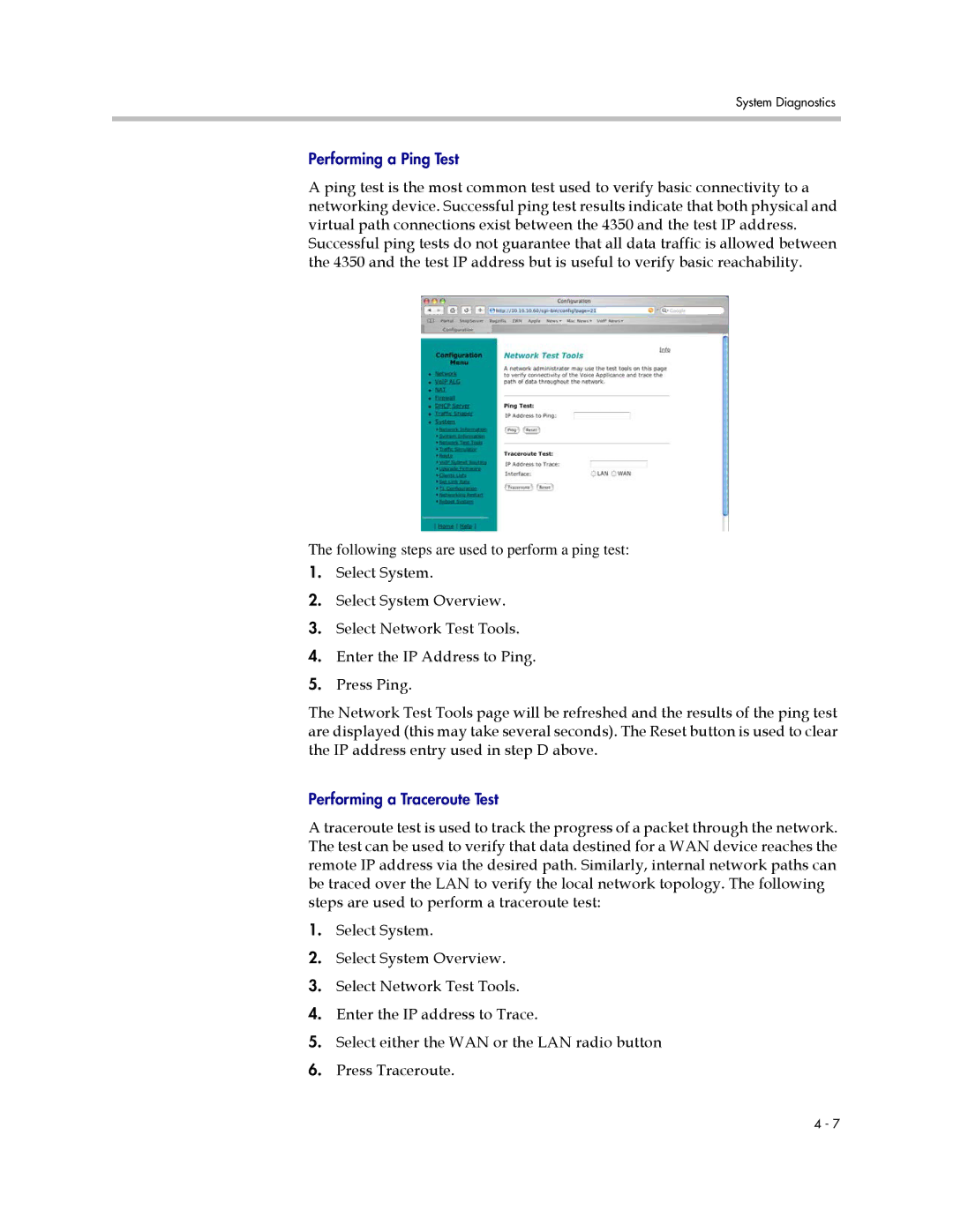 Polycom V2IU 4350 user manual Performing a Ping Test 