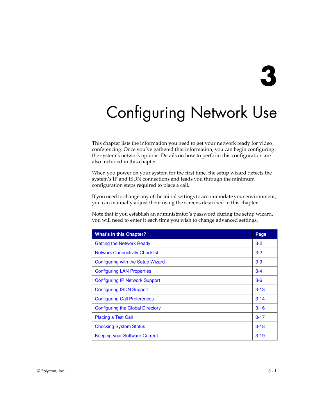 Polycom V500 manual Configuring Network Use, What’s in this Chapter? 