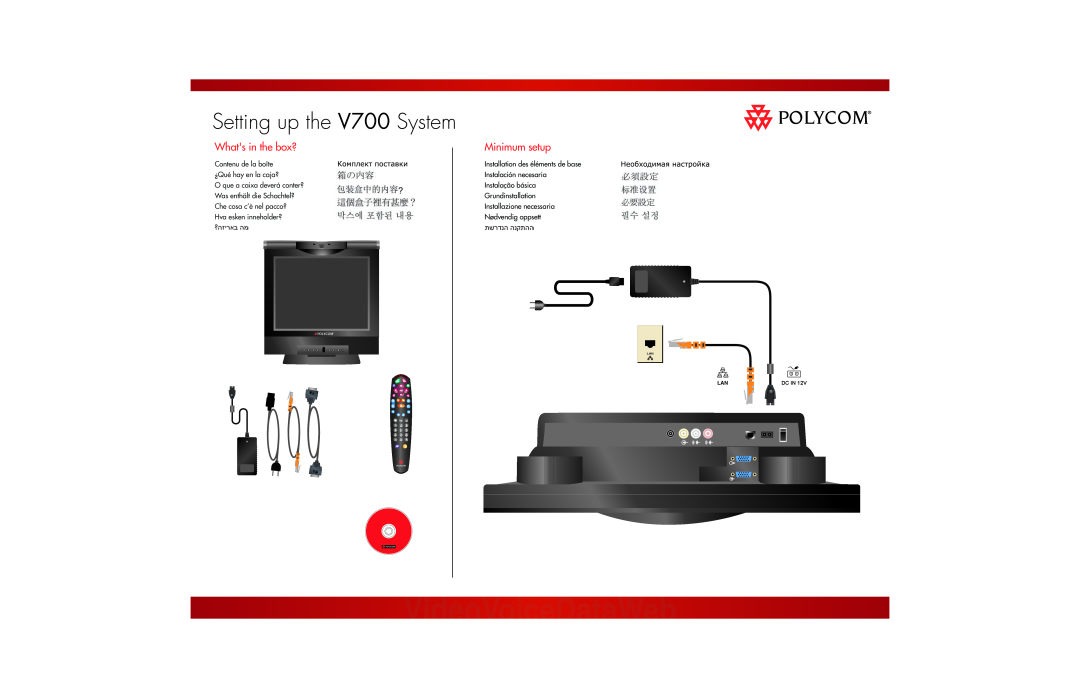 Polycom manual Whats in the box?, Minimum setup, Setting up the V700 System, Dc In 