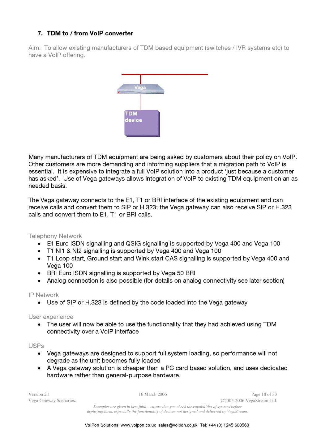 Polycom Vega Gateway appendix TDM to / from VoIP converter 