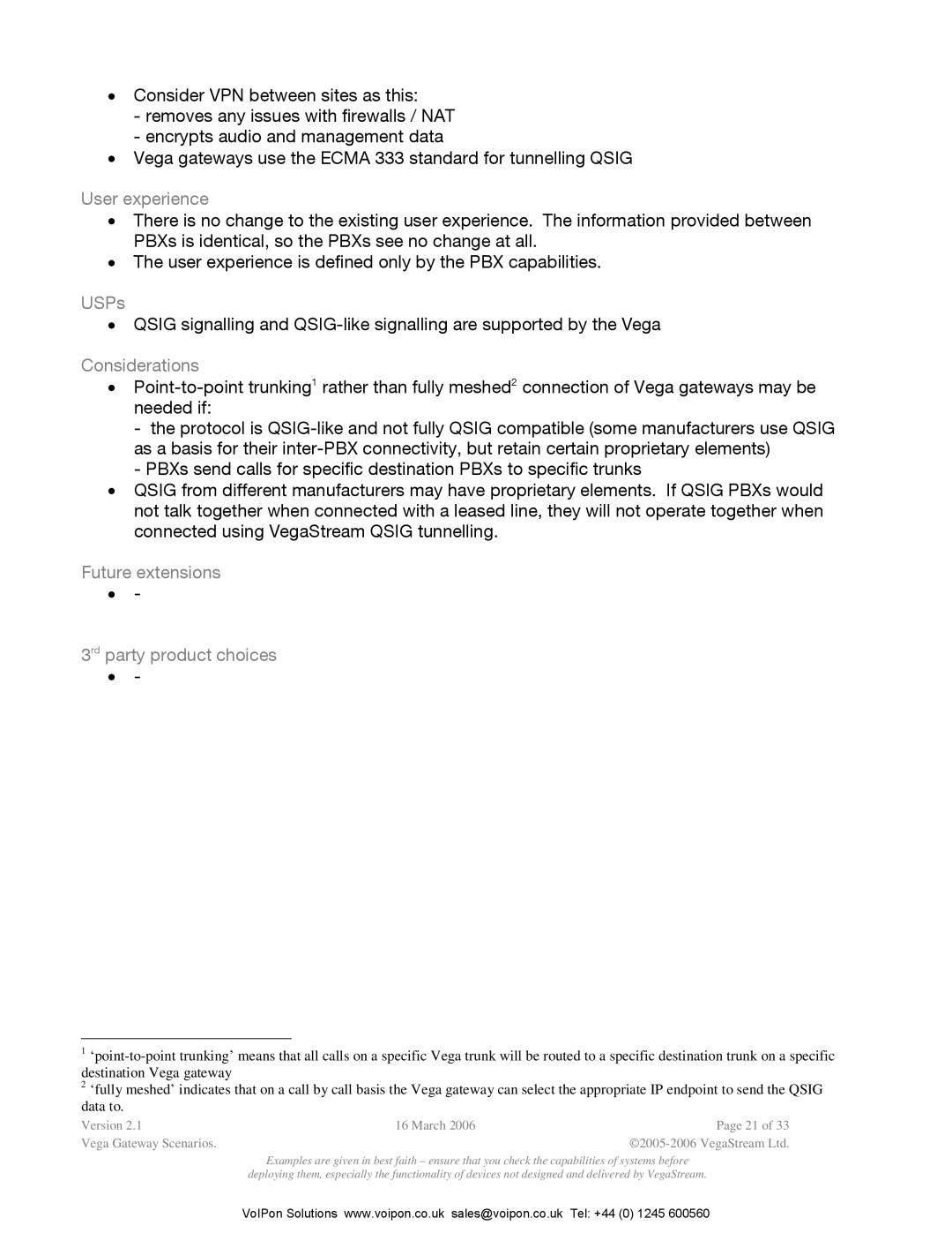 Polycom Vega Gateway appendix User experience 