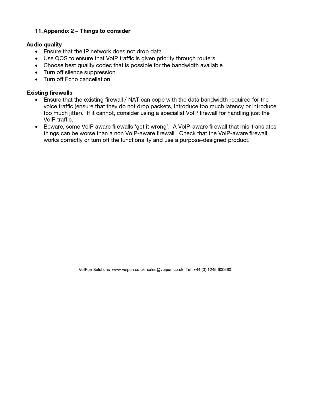 Polycom Vega Gateway appendix Appendix 2 Things to consider Audio quality, Existing firewalls 