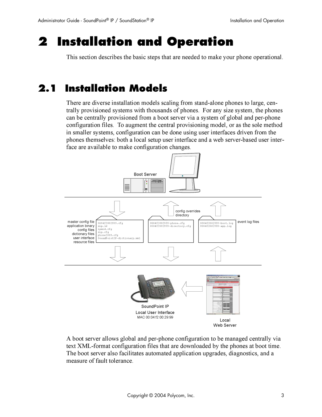 Polycom Version 1.4.x 17 manual Installation and Operation, Installation Models 