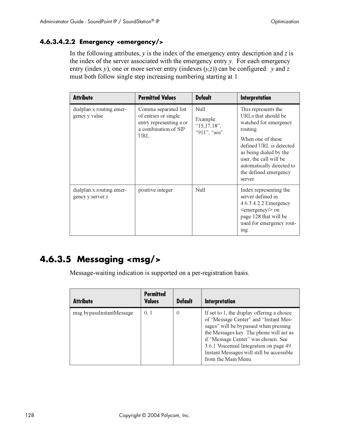 Polycom Version 1.4.x 17 manual Messaging msg, Url 