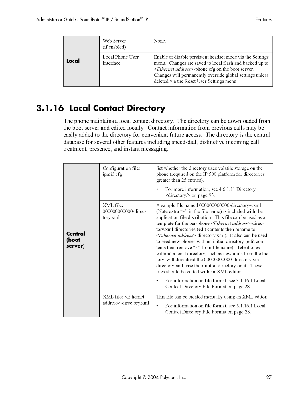 Polycom Version 1.4.x 17 manual Local Contact Directory 