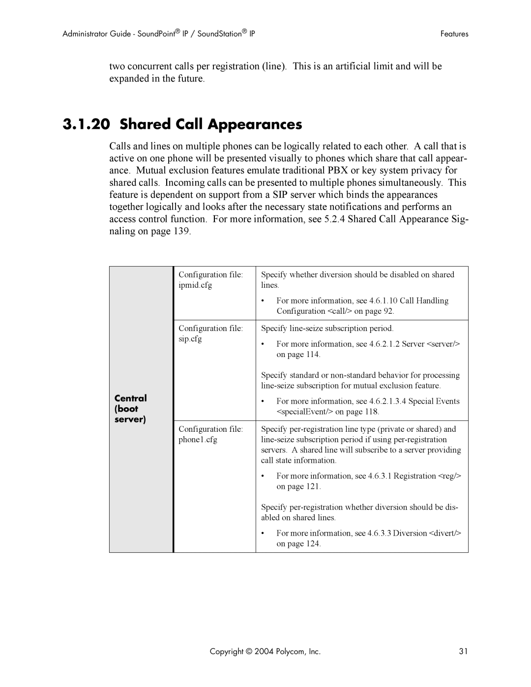 Polycom Version 1.4.x 17 manual Shared Call Appearances 