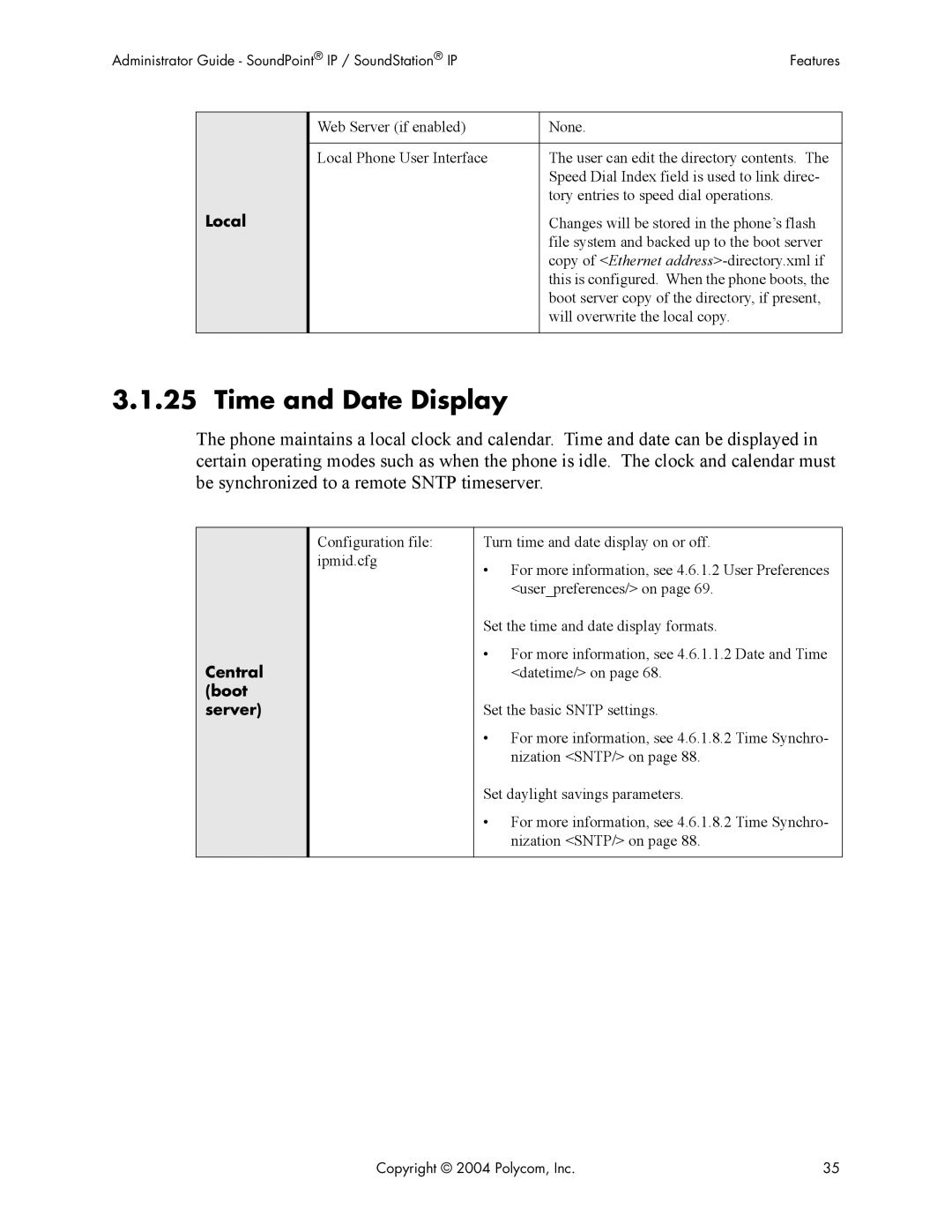 Polycom Version 1.4.x 17 manual Time and Date Display 