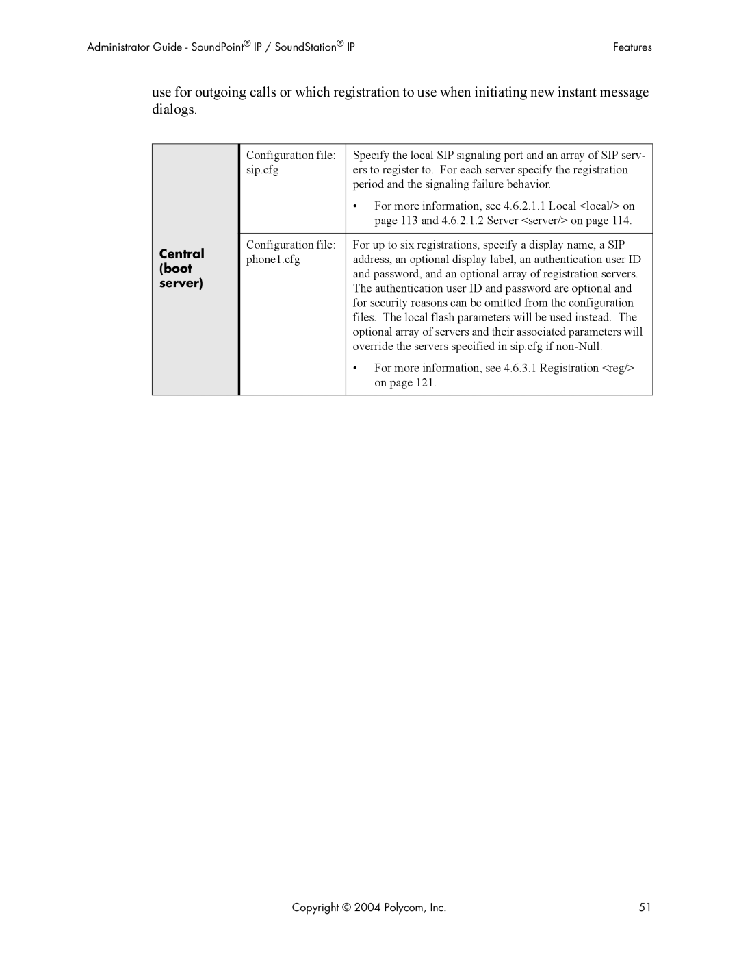 Polycom Version 1.4.x 17 manual Password, and an optional array of registration servers 