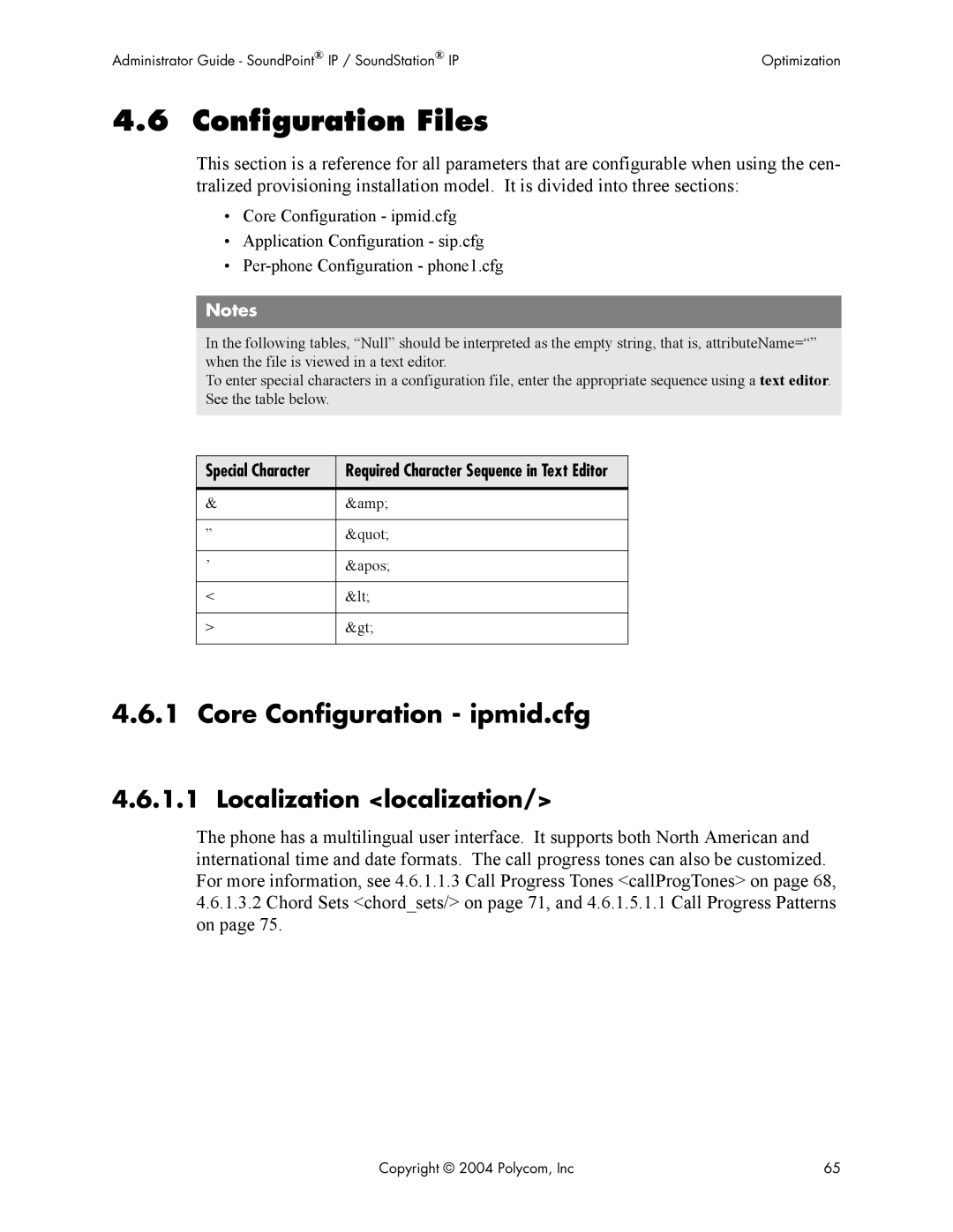 Polycom Version 1.4.x 17 manual Configuration Files, Core Configuration ipmid.cfg, Localization localization 