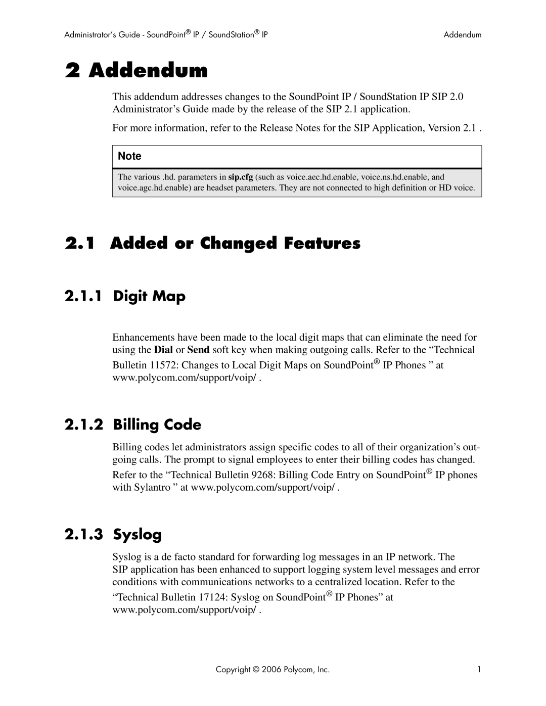 Polycom Version 2.0.3B manual Digit Map, Billing Code, Syslog 