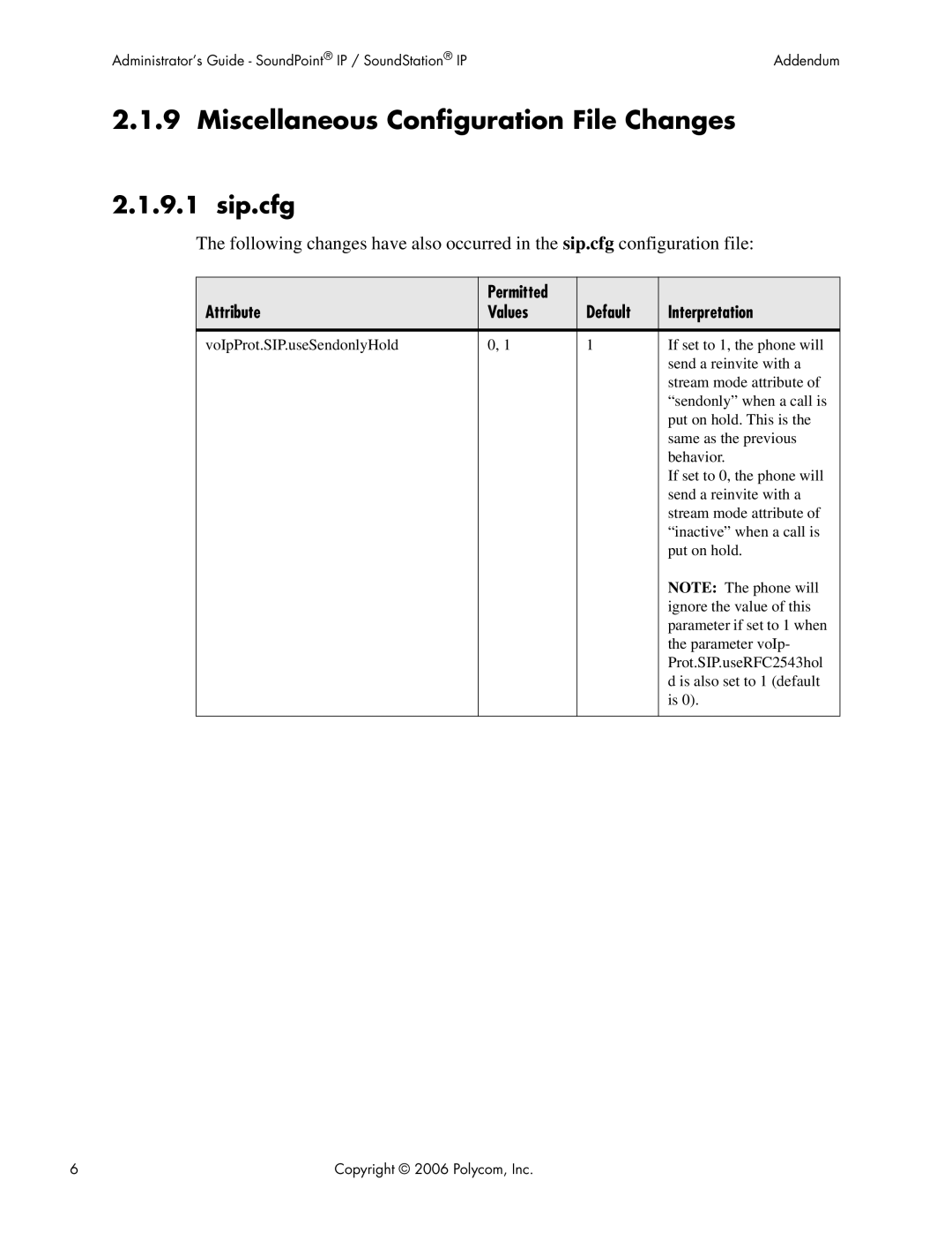 Polycom Version 2.0.3B manual Miscellaneous Configuration File Changes, 9.1 sip.cfg 