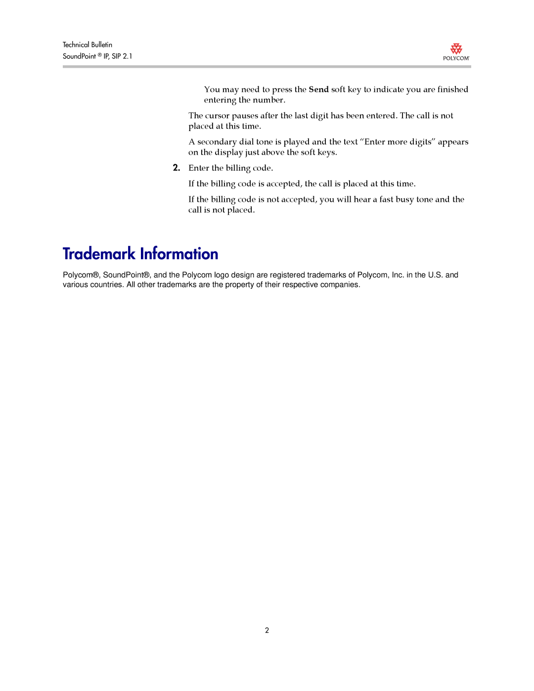 Polycom Version 2.0.3B manual Trademark Information 