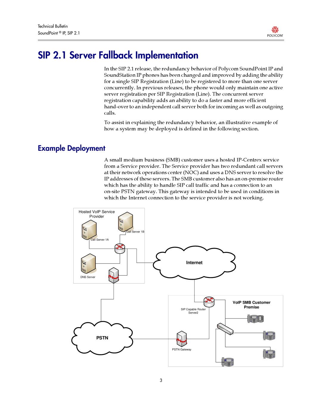 Polycom Version 2.0.3B manual SIP 2.1 Server Fallback Implementation, Example Deployment 