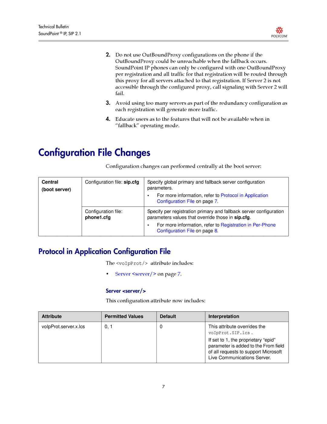 Polycom Version 2.0.3B manual Protocol in Application Configuration File, Boot server 