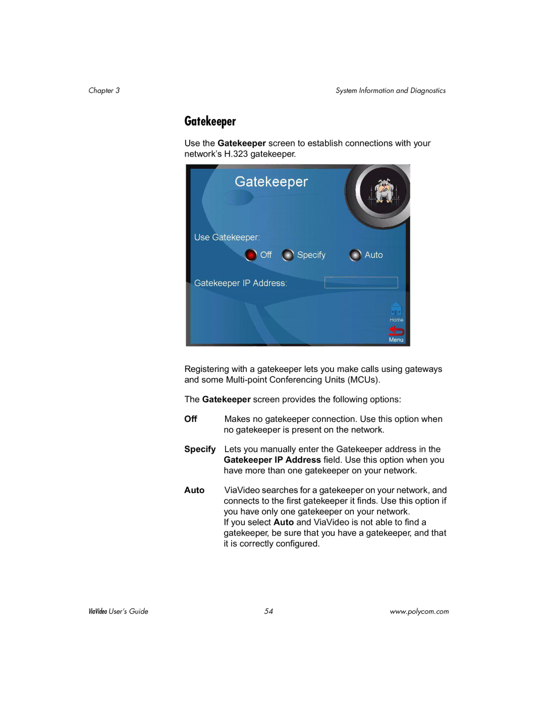 Polycom ViaVideo manual Gatekeeper 