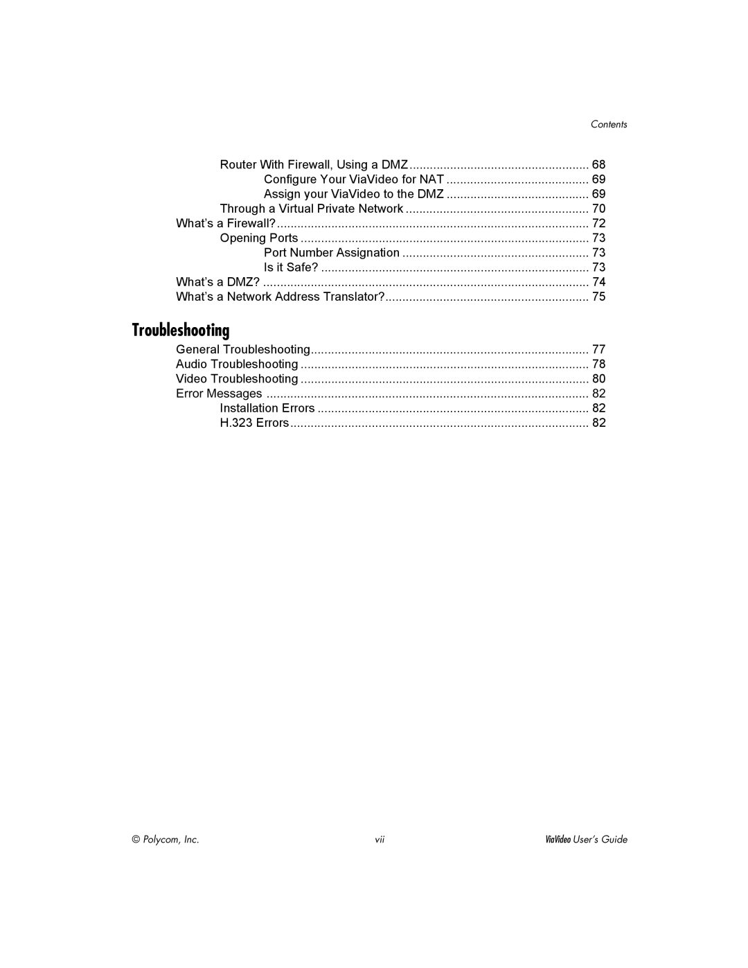 Polycom ViaVideo manual Troubleshooting 