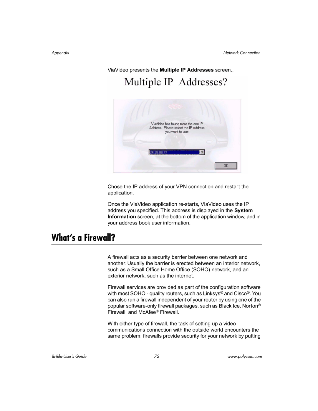 Polycom ViaVideo manual What’s a Firewall? 