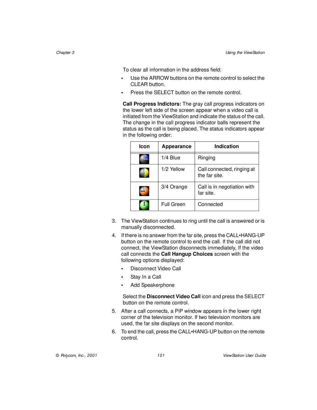 Polycom ViewStation manual Icon Appearance Indication 