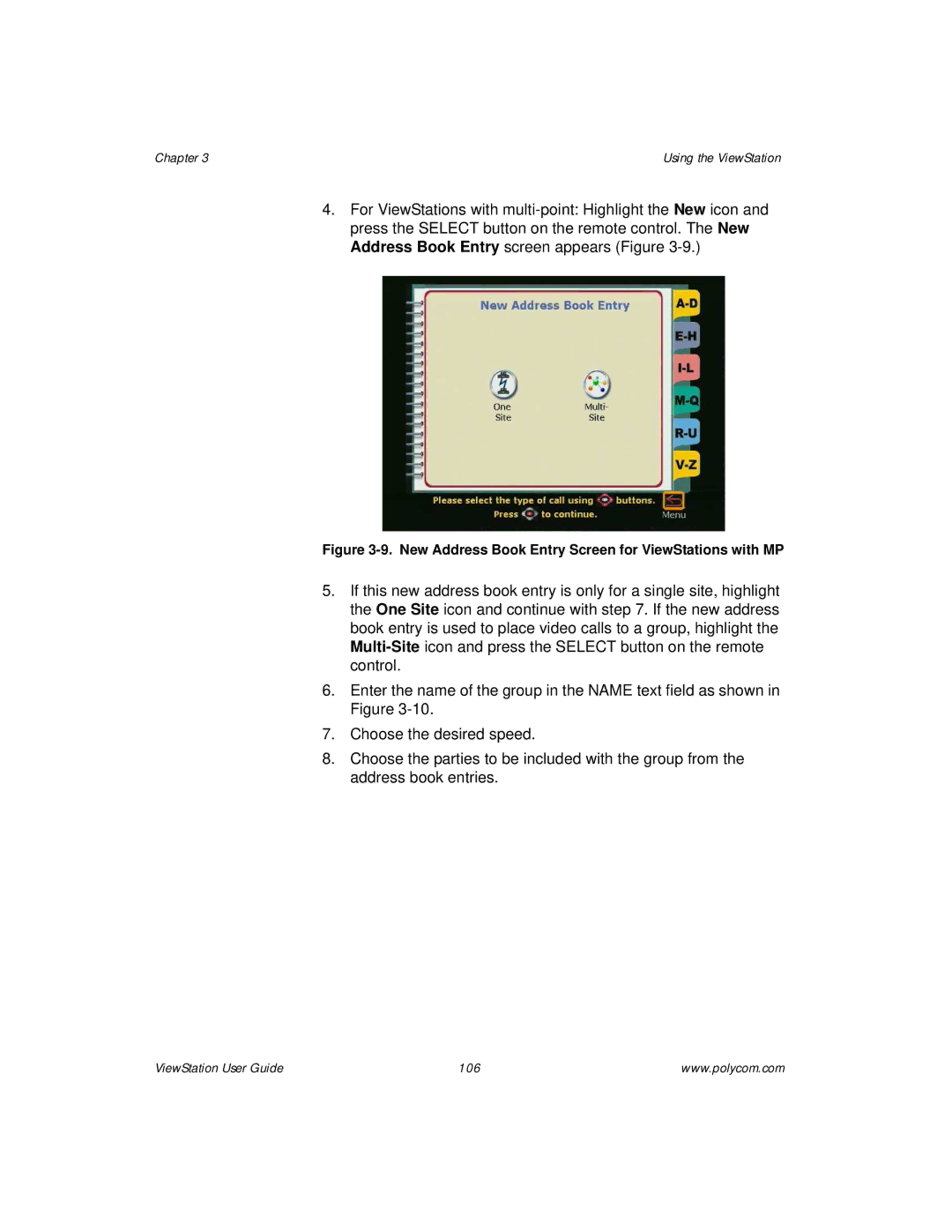 Polycom manual New Address Book Entry Screen for ViewStations with MP 