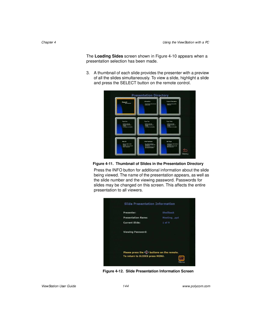 Polycom ViewStation manual Thumbnail of Slides in the Presentation Directory 