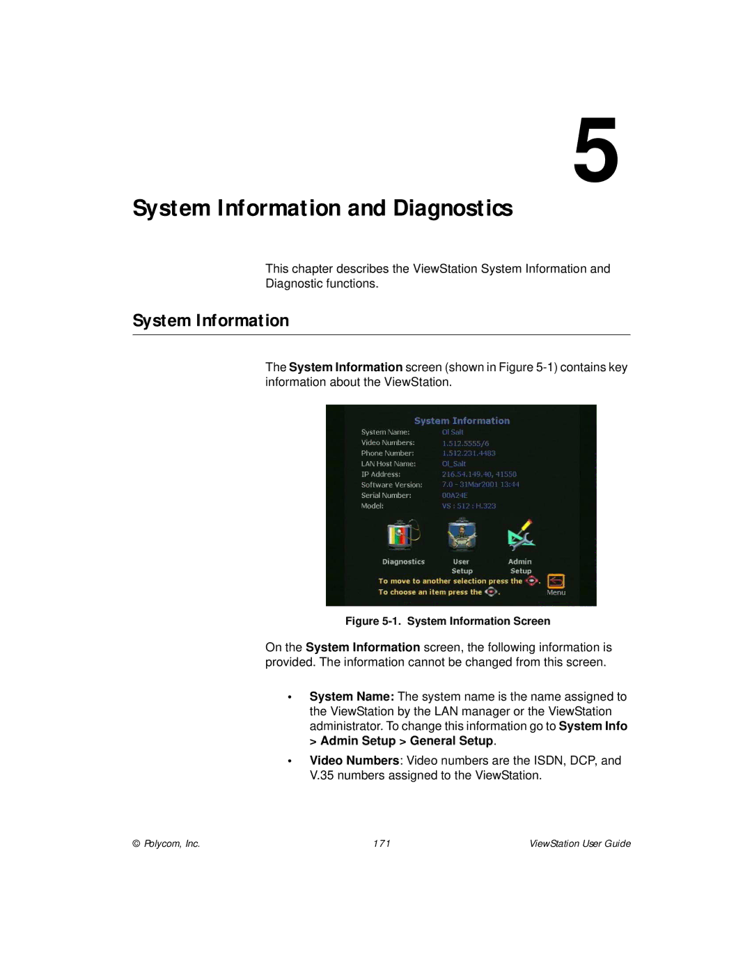 Polycom ViewStation manual System Information and Diagnostics 