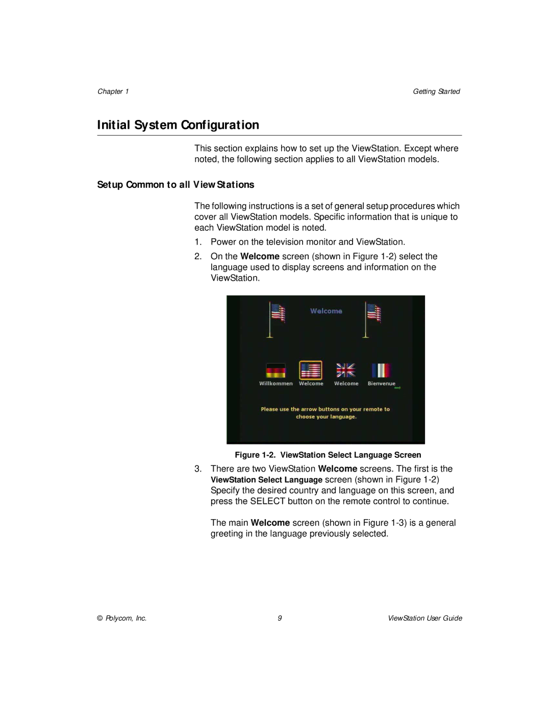 Polycom manual Initial System Configuration, Setup Common to all ViewStations 